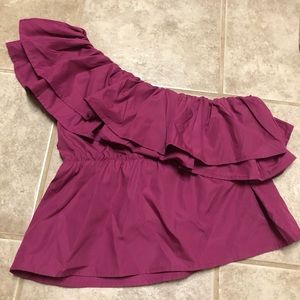 SHEIN Purple one shoulder ruffle top